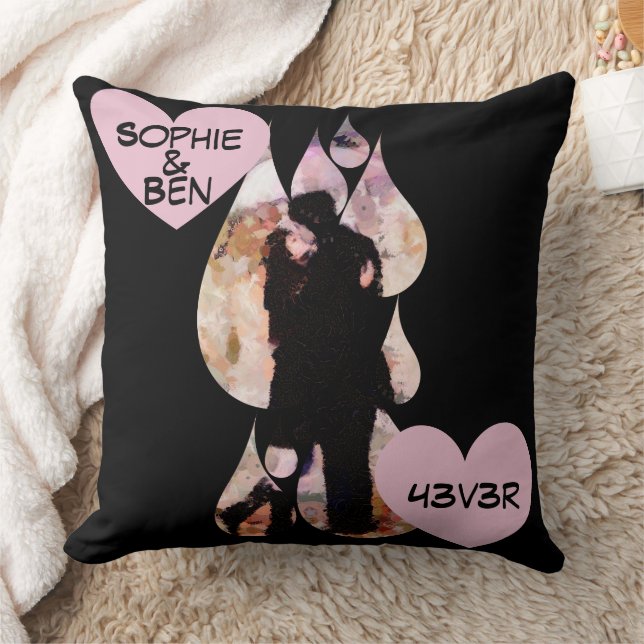 Under Umbrella: Romantic Couple Kissing in Rain Throw Pillow (Blanket)