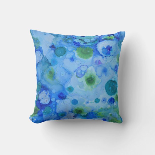 'Under Water'  blue and green pillow (Front)