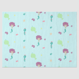 Under water creatures pattern blue tissue paper