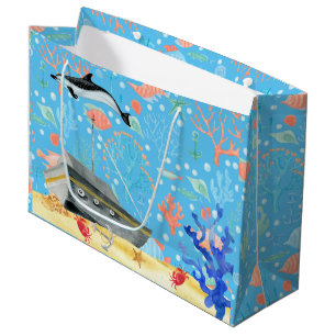 Under Water Deep Sea Dolphin Ship Wreck Large Gift Bag