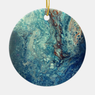 Under Water Majesty Acrylic Abstract Painting Ceramic Ornament