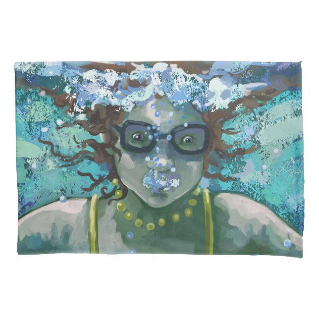 Under Water Swim Art Pillowcase (Front)