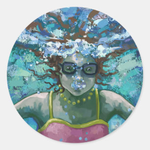 Under Water Swim Classic Round Sticker