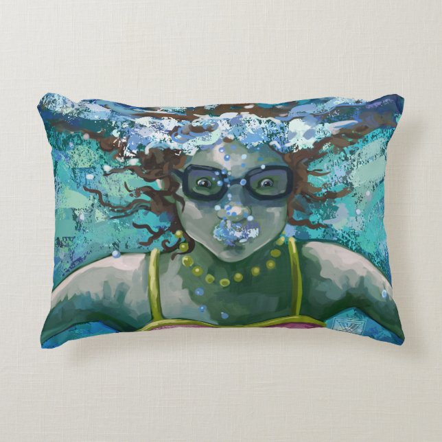 Under Water Swim Decorative Pillow (Front)