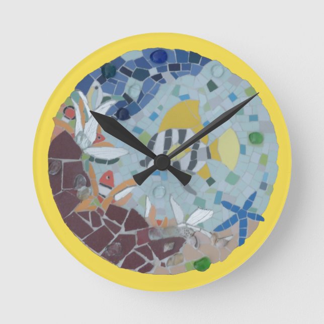 Under Water World Moonfish Mosaic Wall Clock (Front)