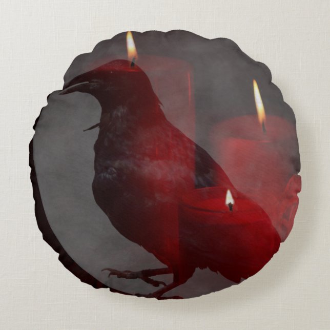 "Under Your Spell in Red" Round Pillow (Front)