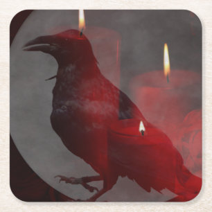 "Under Your Spell in Red" Square Paper Coaster