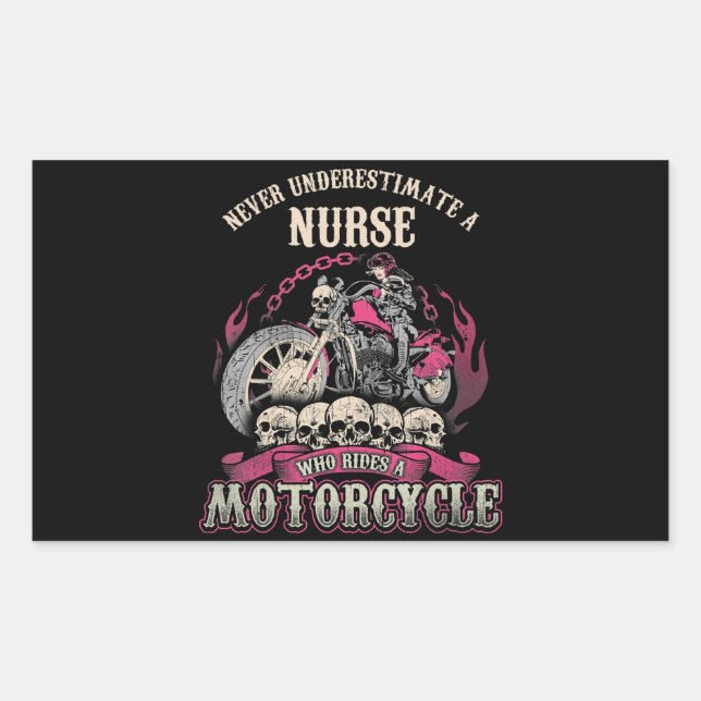 Underestimate Nurse Who Rides Motorcycle Biker Sticker (Front)