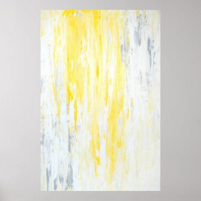 'Underestimated' Gray and Yellow Abstract Art Poster (Front)