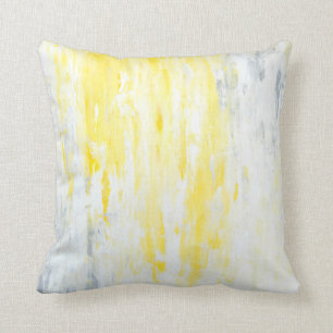 'Underestimated' Grey and Yellow Abstract Art Throw Pillow