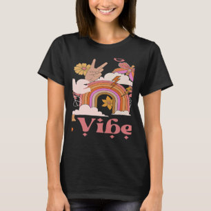 Undergrad Vibes School Groovy Retro Boho Rainbow C T-Shirt