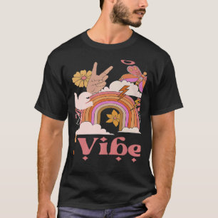 Undergrad Vibes School Groovy Retro Boho Rainbow C T-Shirt