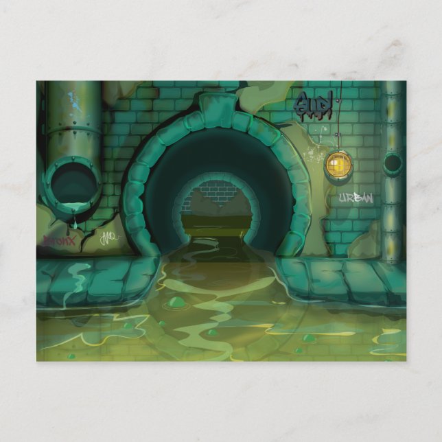 Underground Sewers Tunnel Cartoon Postcard (Front)