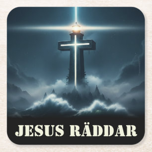 Underlay — Jesus saves Square Paper Coaster
