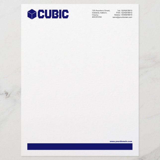 Underlined (Cube Logo) - Deep Navy Letterhead (Front)