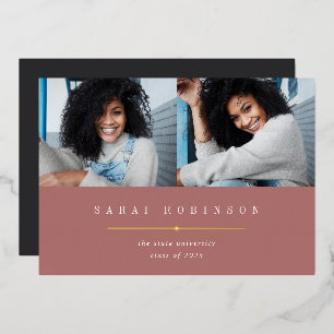 Underlined Foil   Photo Graduation Announcement