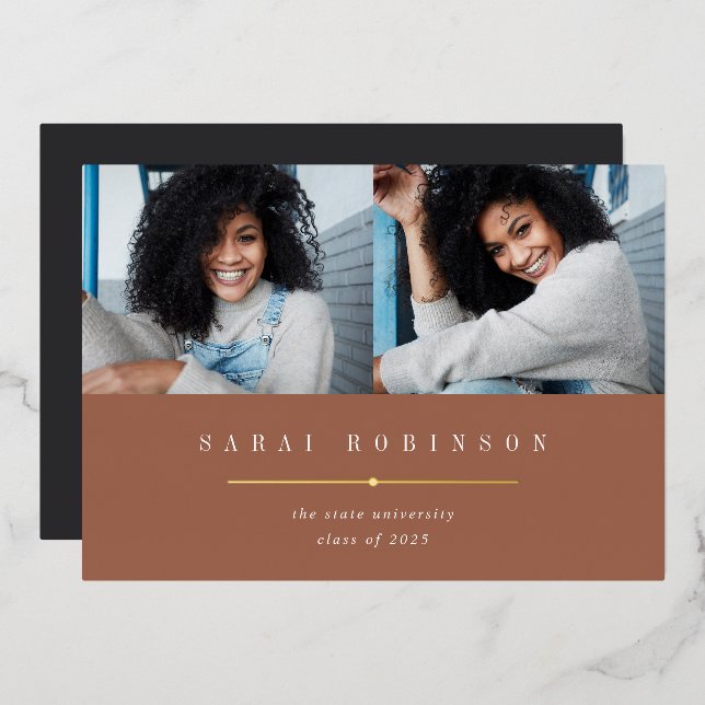 Underlined Foil | Photo Graduation Announcement (Front/Back)