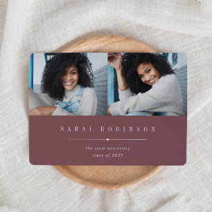 Underlined   Simple Two Photo Graduation Announcement