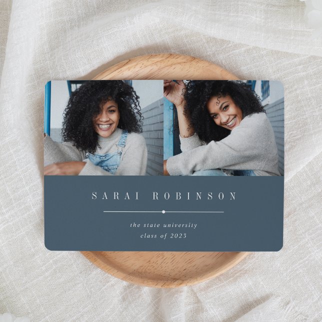 Underlined | Simple Two Photo Graduation Announcement (Creator Uploaded)