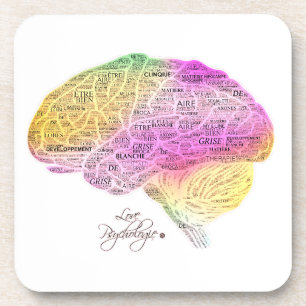 Underneath glass brain psychology coaster