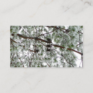 Underneath the Snow Covered Pine Tree Winter Photo Business Card
