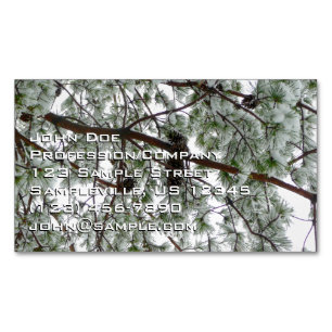 Underneath the Snow Covered Pine Tree Winter Photo Magnetic Business Card