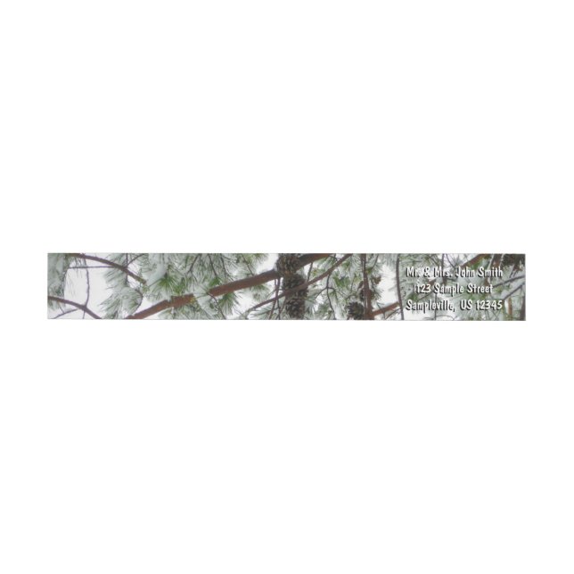 Underneath the Snow Covered Pine Tree Winter Photo Wrap Around Label (Individual)