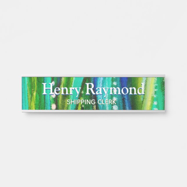 Undersea Alcohol Ink Art Desk Nameplate (Front)