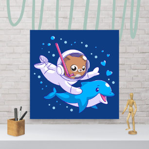 Undersea cat and dolphin poster