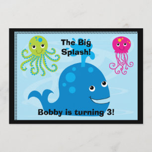 Undersea Creatures 5x7 Custom Birthday Invitation