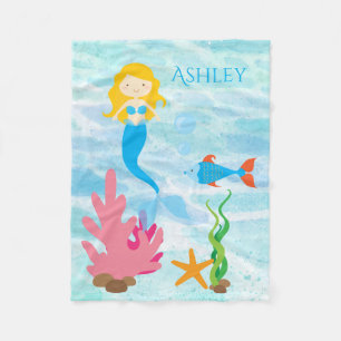 Undersea Mermaid Personalized Fleece Baby Blanket