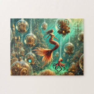 Undersea Time Traveler Steampunk Mermaid Jigsaw Puzzle