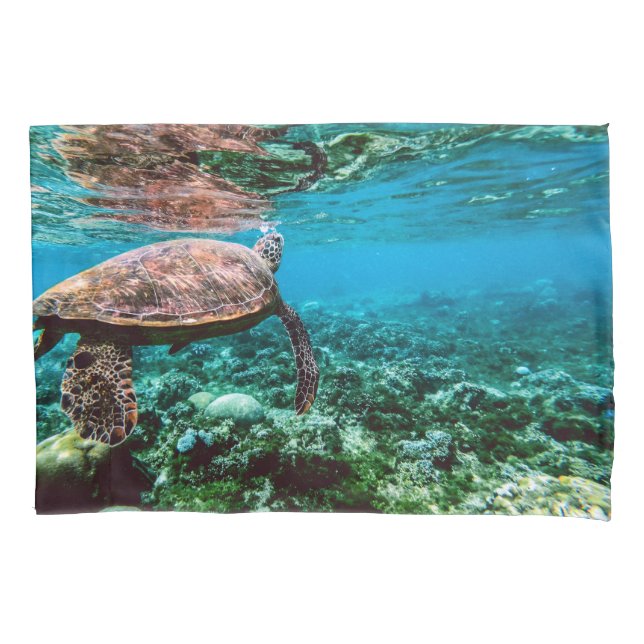 Undersea Tropical Sea Turtle Pillowcase (Front)