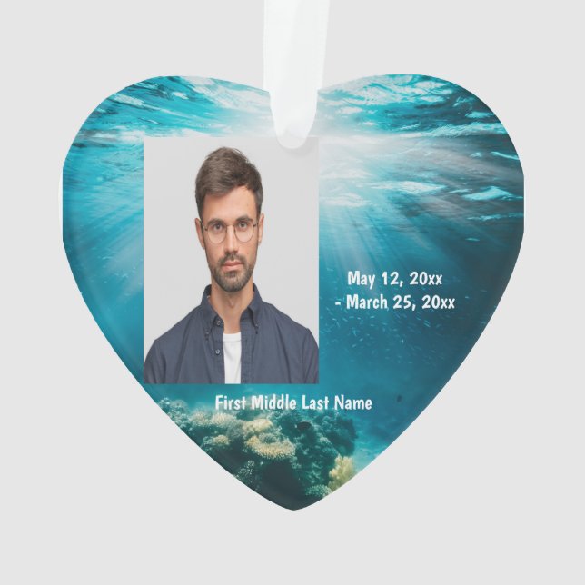 Undersea Underwater Diving  Dated Photo Custom Ornament (Back)