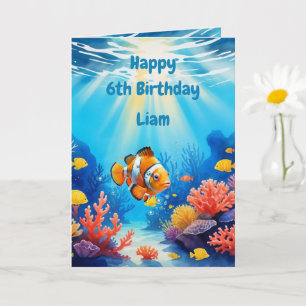 Undersea Water Aquarium Custom Name Birthday Card