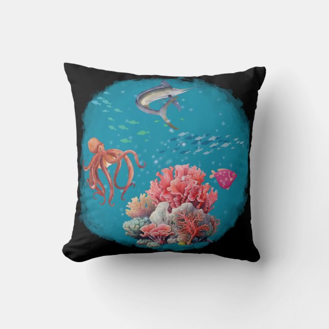Undersea world throw pillow (Front)