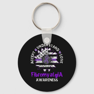 Understand Love Sunflower Fibromyalgia Awareness G Keychain