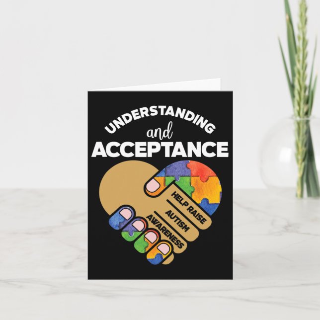 Understanding Acceptance Autism Awareness Heart Pu Card (Front)