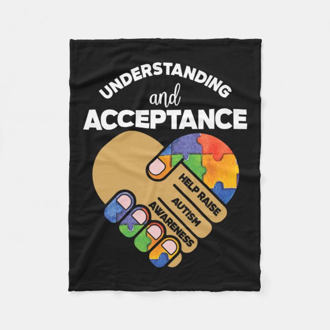Understanding Acceptance Autism Awareness Heart Pu Fleece Blanket (Front)