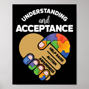 Understanding Acceptance Autism Awareness Heart Pu Poster