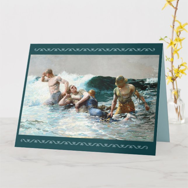Undertow by  Winslow Homer   Card (Yellow Flower)