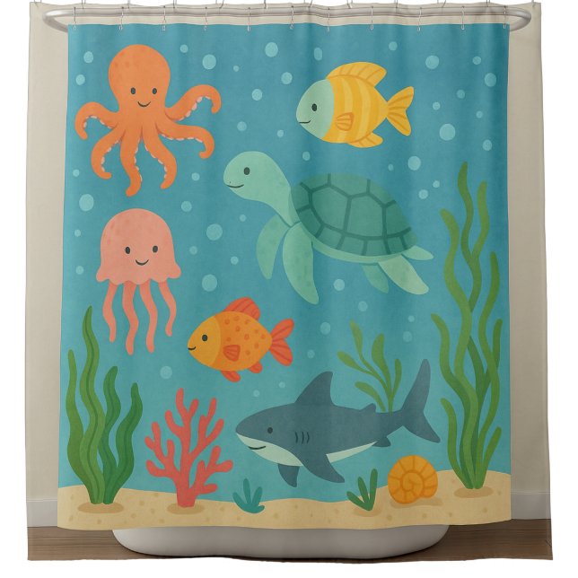 Underwater Adventure | Cute Sea Creatures Shower C (Front)