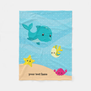 Underwater animals fleece blanket