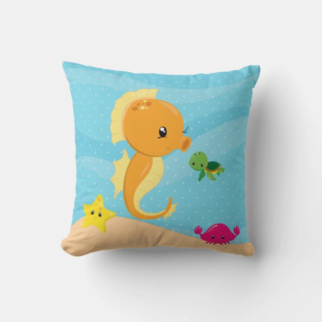 Underwater animals throw pillow (Front)