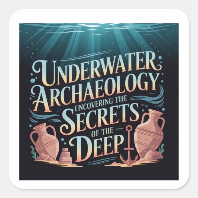 underwater archaeology square sticker (Front)
