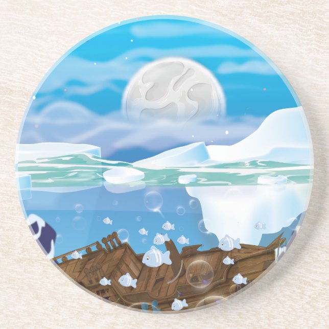 Underwater Arctic Shipwreck Coaster (Front)