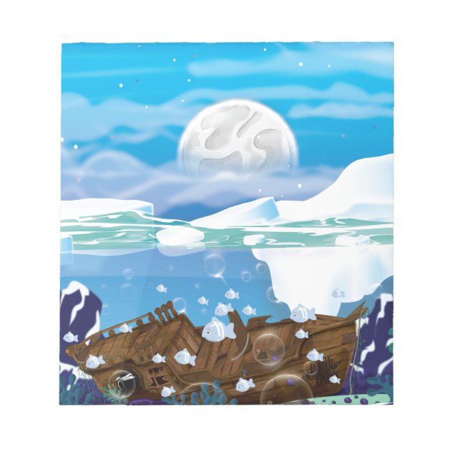 Underwater Arctic Shipwreck Notepad (Front)