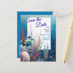 Underwater Art of Fish & Coral in Acrylic Announcement Postcard