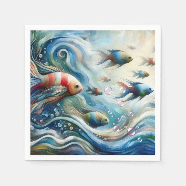 Underwater Art of Fish & Coral in Acrylic Napkin (Front)