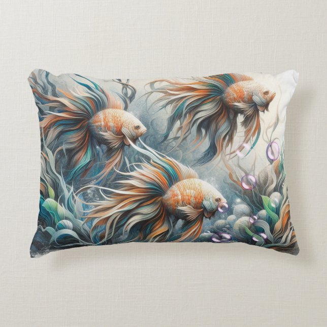  Underwater Art of Fish & Coral in Acrylic paints Accent Pillow (Front)